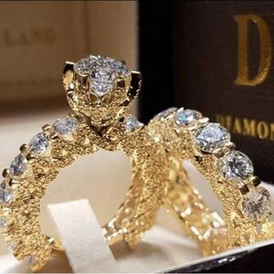 Elegant Gold Diamond Ring Set